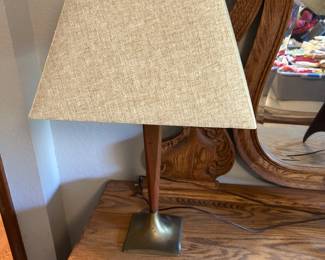 Mid century table lamps with metal base.  New lampshade.  