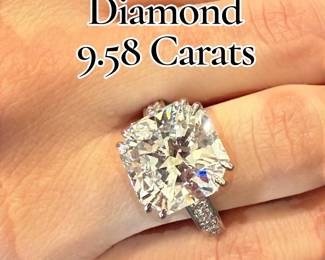 9.58 Carat Natural Diamond center stone, Color H, Clarity SI1, Cut good
