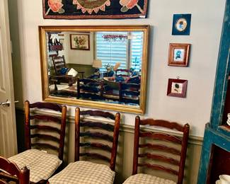 HOOKED RUGS, ANTIQUE CHAIRS, SILHOUETTES.  