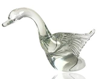 Vintage 1940s Heisey #2 "Wings-Half" Goose Crystal Glass Figurine | Mid-Century American Art Glass
