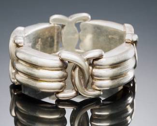 Vintage BAYANIHAN Modernist Heavy Sterling Silver 925 Puff Link Bracelet
