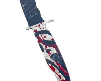 Multi-Signed Scream Ghostface Knife Prop Art - 18" Display with Unidentified Autographs & Inscriptions
