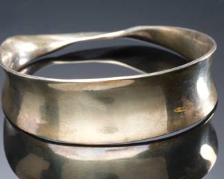Vintage Mexican Modernist Sterling Silver Bangle Bracelet TR-48 Taxco

