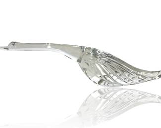 Vintage 1940s HEISEY No. 1 "Goose-Wings Down" Crystal Figurine - Elegant Glass Mid-Century Modern
