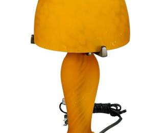 Vintage MCM Mottled Art Glass Mushroom Lamp, Amber Tortoise Shell

