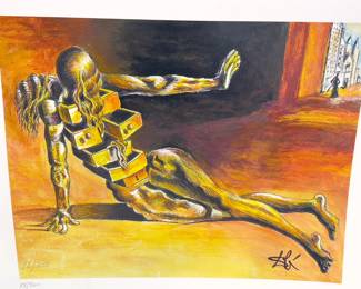 After Salvador DALÍ (1904-1989), "City of Drawers," Surrealist Color Print, Numbered
