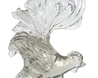 Vintage Royal Hickman for HEISEY Art Deco Crystal Glass "Chanticleer" Fighting Rooster Figurine (#1557), c. 1940-46

