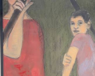 Original Art 1990s American Expressionist Two-Figure Painting Signed Katherine STANKARD '95, PAFA
