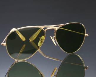 Vintage B&L Ray-Ban USA 1/10 12k Gold Filled Aviator Sunglasses G-15 w/ Case Bausch & Lomb
