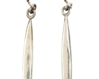 Vintage Mexican Sterling Silver 925 Long Modernist Drop Earrings, Signed   TB-51
