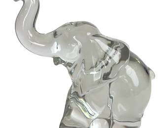 Vintage 1940s HEISEY Crystal Glass LARGE ELEPHANT No. 1 Figurine "Papa" Trunk Up Mid-Century Art Glass Paperweight
