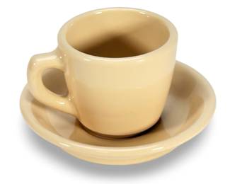 Vintage 1957 Sterling China NESTLÉ'S Restaurant Ware Cup & Saucer Set - Mid-Century Diner Mug, Desert Tan
