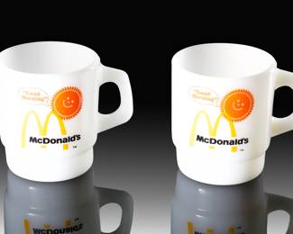 Lot of 2 Vintage 1976 McDonald's "Good Morning" Coffee Mugs by Anchor Hocking Fire-King
