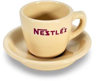 Vintage 1957 Sterling China NESTLÉ'S Restaurant Ware Cup & Saucer Set - Mid-Century Diner Mug, Desert Tan
