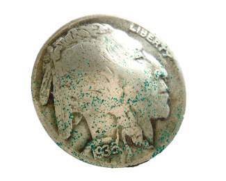 Vintage 1936 Buffalo Nickel Button - Authentic US Coin Folk Art, Great Depression Era Americana

