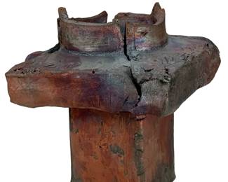 Vintage Brutalist Studio Pottery Raku Sculpture, Signed GL & Dated '78
