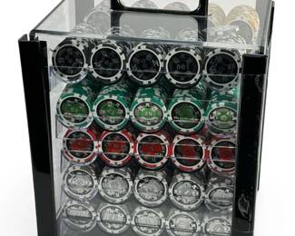 1000-Chip 'Ace Casino' 14g Heavyweight Clay Composite Poker Set w/ Acrylic Carrier
