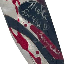 Multi-Signed Scream Ghostface Knife Prop Art - 18" Display with Unidentified Autographs & Inscriptions
