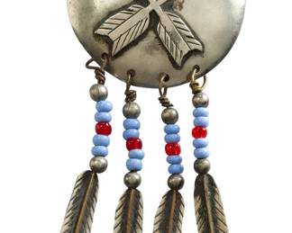 Large Mid-Century Southwestern Silver Pendant with Naja & Friendship Arrows

