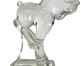 Vintage HEISEY #1527 Crystal Glass KICKING COLT Horse Figurine | Art Deco / Mid-Century
