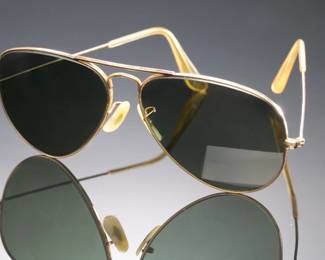Vintage B&L Ray-Ban USA 1/10 12K Gold Filled Aviator Sunglasses G-15 Lens w/ Case
