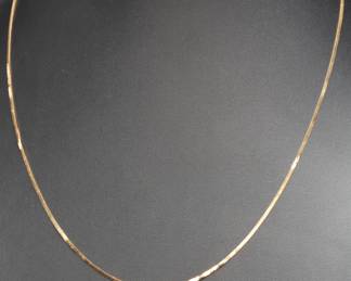 Vintage Italian 14K Yellow Gold Herringbone Chain Necklace 24"
