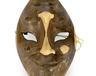 Vintage Balinese Hand-Carved Wood Two-Faced "Comedy & Tragedy" Theater Mask
