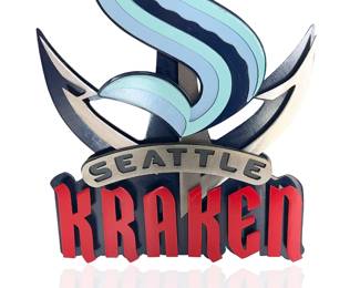 Seattle Kraken 3D Metal Logo Sign - Heavy-Duty Steel Wall Art for NHL Hockey Fan Cave
