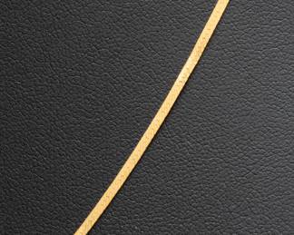 Vintage Italian 14K Yellow Gold Herringbone Chain Necklace 24"
