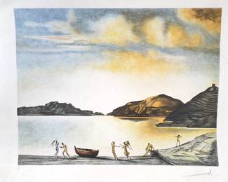 Salvador Dalí (1904-1989) "Port Lligat at Sundown" Pencil-Signed Color Lithograph, Ed. 80/300
