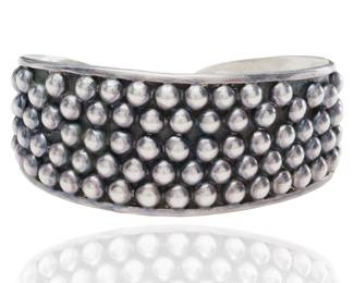 Vintage 1993 Brenda Schoenfeld Taxco Sterling Silver Brutalist 'Caviar' Cuff Bracelet

