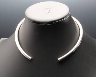 Vintage Mark Wasserman Samara MWS Sterling Silver Modernist Choker Necklace
