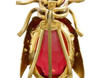 Vintage 1920s Art Deco Czech Glass Bee Brooch Pin Signed CZECHO
