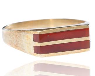 Vintage Mid-Century Modern 14k Gold Carnelian Ring Sz 5.75
