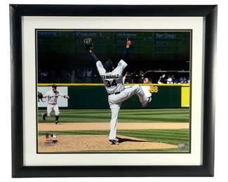 Félix Hernández Mariners Perfect Game Framed Photo w/ MLB Authenticated Game Used Baseball Relic
