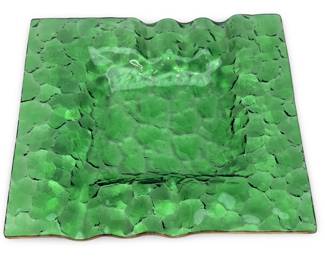 Mid-Century Brutalist Green Glass Ashtray, c. 1960s
