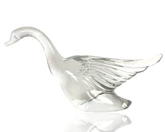 Vintage 1940s Heisey #2 "Wings-Half" Goose Crystal Glass Figurine | Mid-Century American Art Glass
