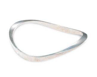 Vintage Taxco Mexican Modernist Sterling Silver 925 Sculptural Wave Bangle Bracelet TE-18
