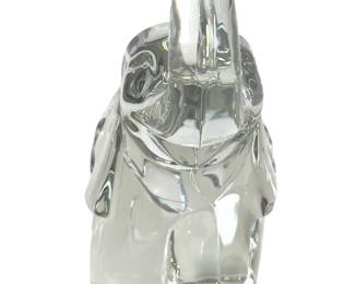 Vintage 1940s HEISEY Art Glass Large Elephant Figurine No. 1 | Authentic Crystal Paperweight, Trunk Up Good Luck, American Mid-Century Modern
