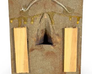 Vintage Mid-Century Modern Brutalist Studio Art Pottery Wall Plaque, Textured Ceramic
