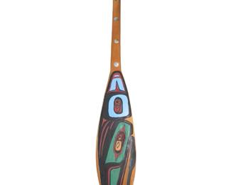 Large Haida Eagle Ceremonial Paddle by Shirley & Willy Hamilton, Ketchikan AK, Hand-Carved with Shell Inlay
