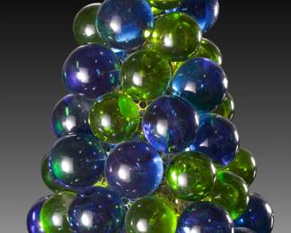 Sculptural Atomic Age Glass Orb Cluster Table Lamp on Brutalist Metal Base, MCM 1970s
