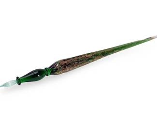 Vintage SANTO CIELO Murano Art Glass Dip Pen w/ Aventurine & Original Box Italy
