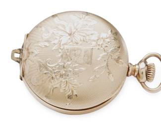  Antique 1903 Elgin Ladies Pocket Watch, Ornate Gold-Filled Hunting Case 0s 7j, Inscribed, For Repair
