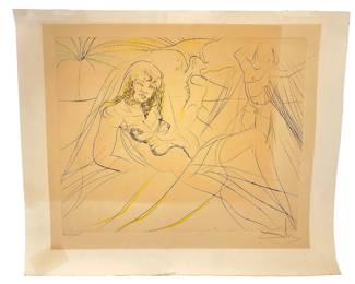 Salvador Dalí  “Death of Cleopatra" (Mort de Cléopâtre), 1972, Hand-Signed Limited Edition Color Etching on Arches Paper, 244/325, Surrealist, Egyptian Theme.
