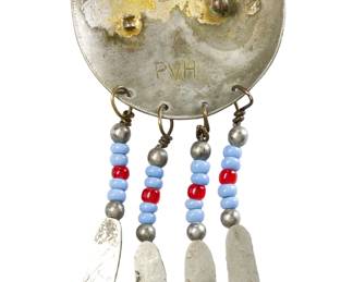 Large Mid-Century Southwestern Silver Pendant with Naja & Friendship Arrows
