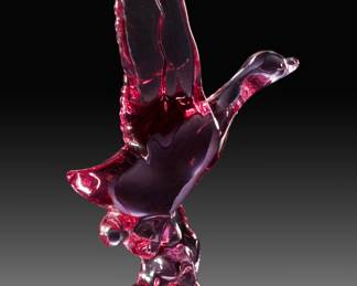 Vintage 1990s Heisey by Dalzell Viking Lavender Ice Art Glass Mallard Figurine, Limited Edition 160/450, HCA Commission
