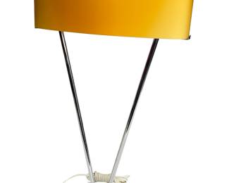Vintage Leucos "Vittoria" Table Lamp by Toso & Massari, 1990s Italian Postmodern Design, Chrome & Amber Murano Glass
