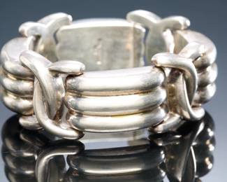 Vintage BAYANIHAN Modernist Heavy Sterling Silver 925 Puff Link Bracelet
