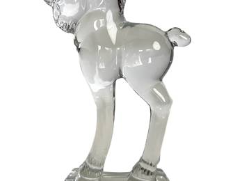 Vintage 1940s Heisey #1522 Standing Colt Horse Figurine, Mid-Century MCM Crystal Art Glass, UV Reactive American Elegant Glass
